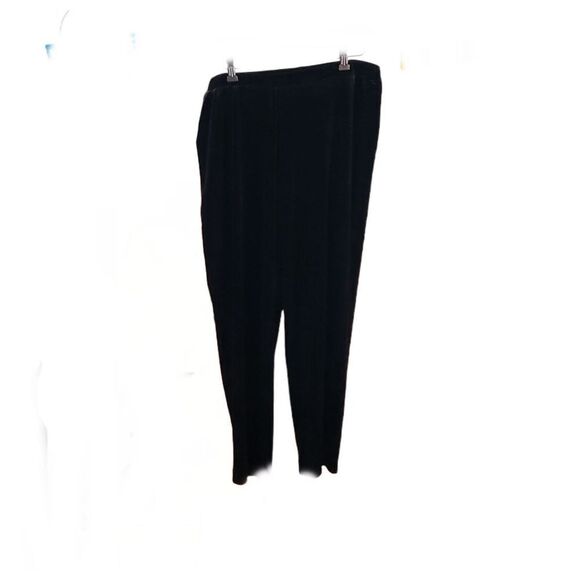 Ulla Popkin Women's Black Velvet Elastic-Waistband Slim Fit Pants Size 16/18 - Picture 2 of 6